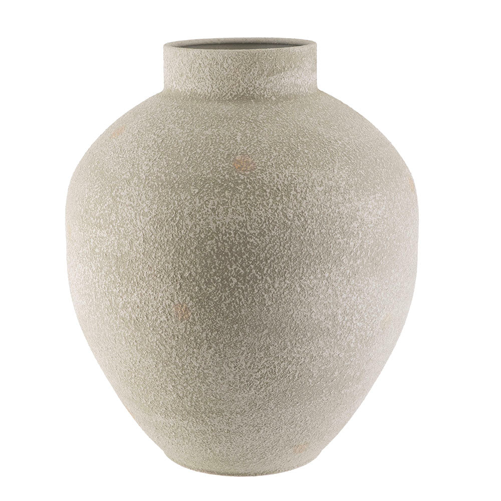 White Textured Metal Urn Vase 35x42cm