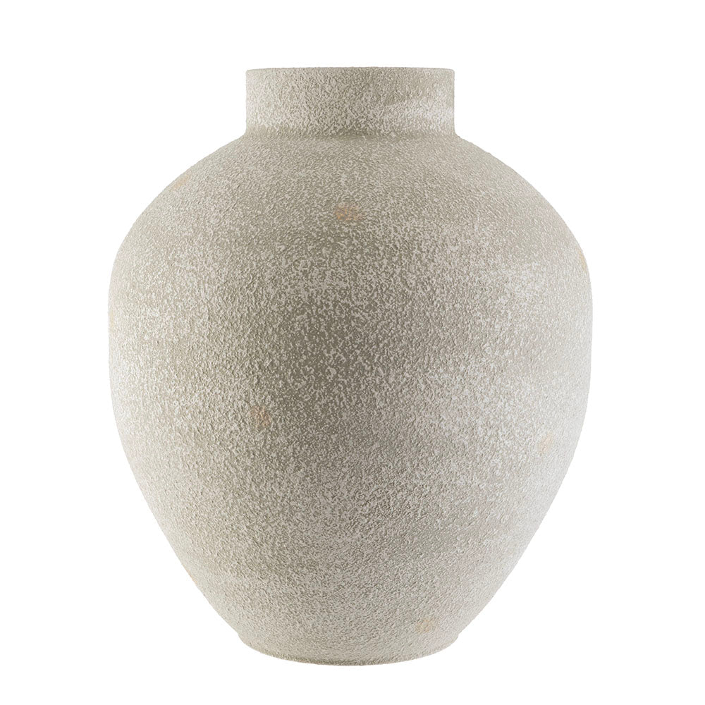 White Textured Metal Urn Vase 35x42cm