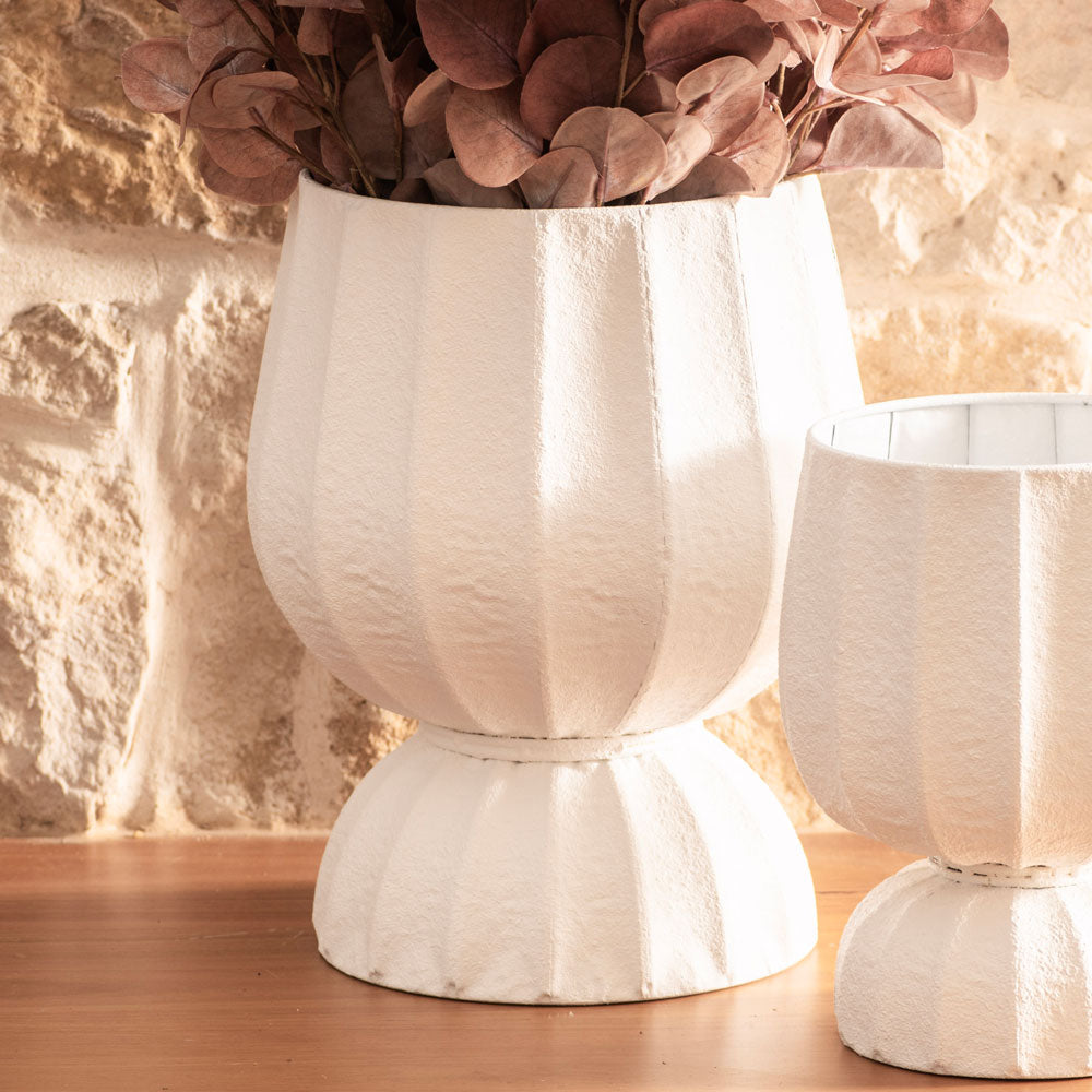 White Textured Metal Pot Large 32x38cm