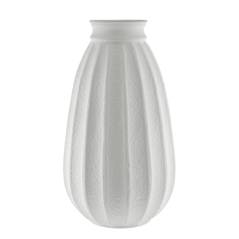 White Textured Metal Top Narrow Vase 30x50cm