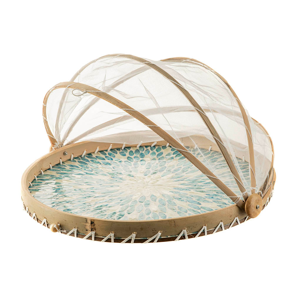 Reef Blue Aqua Capiz Food Cover 40cm