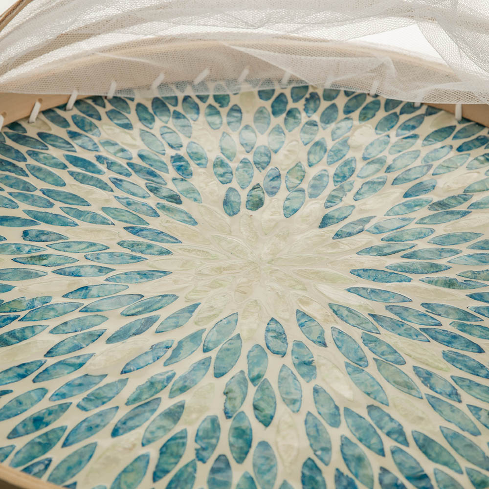 Reef Blue Aqua Capiz Food Cover 40cm