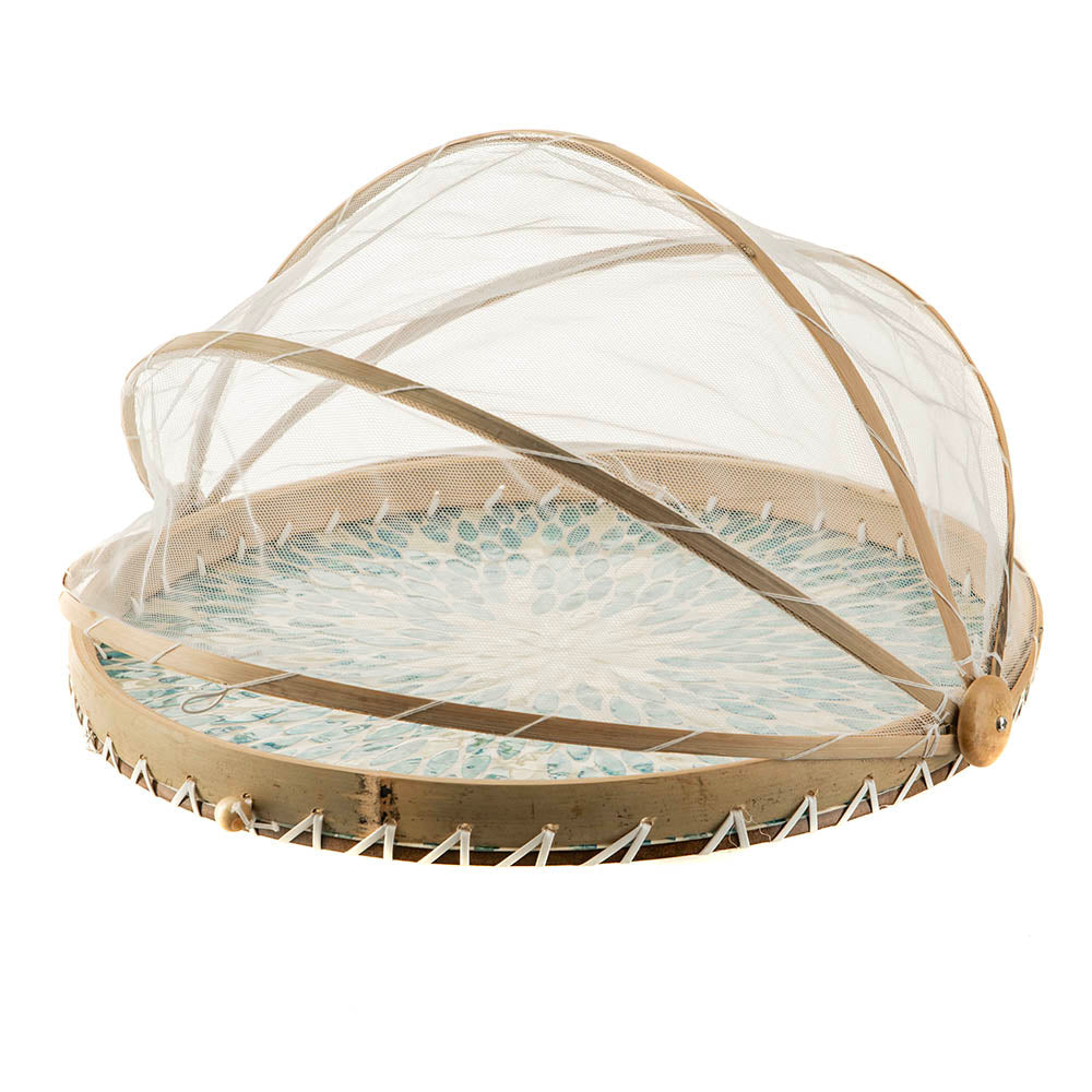 Reef Blue Aqua Capiz Food Cover 40cm