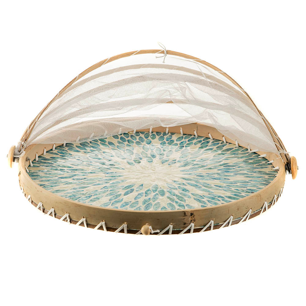 Reef Blue Aqua Capiz Food Cover 40cm