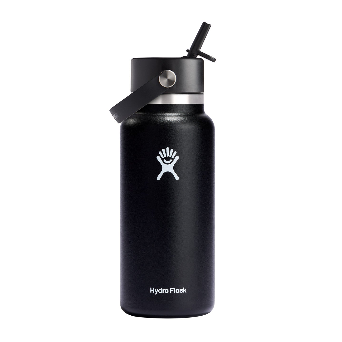 Hydro Flask Wide Mouth Black Bottle with Flex Straw Cap 946ml