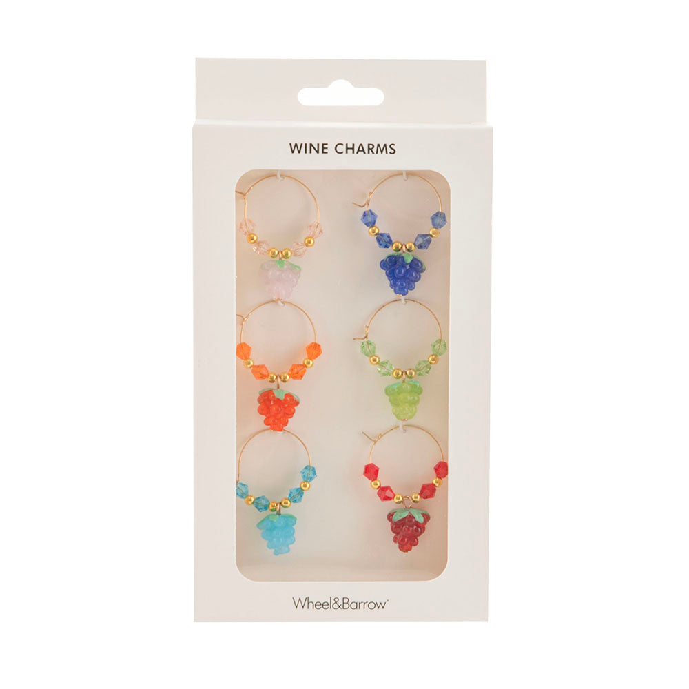 Grapes Wine Glass Charm 6pc Set