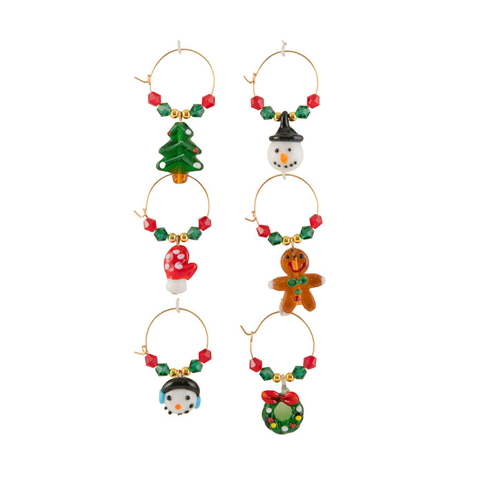 Christmas Wine Glass Charm 6pc Set