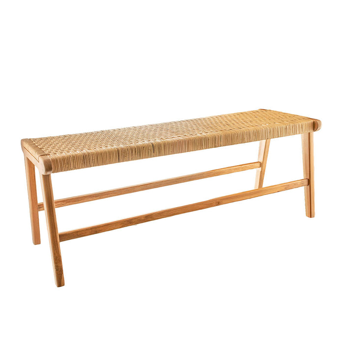 Rabiyo Wood & Rattan 120x42x45cm Bench