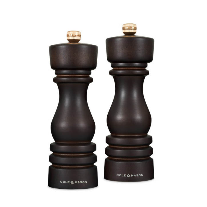 Cole & Mason London Salt & Pepper Mill Set/2 Chocolate Wood 18cm