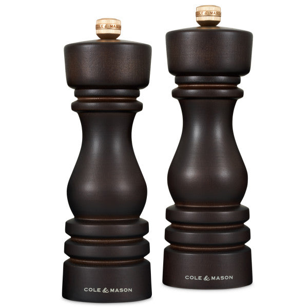 Cole & Mason London Salt & Pepper Mill Set/2 Chocolate Wood 18cm