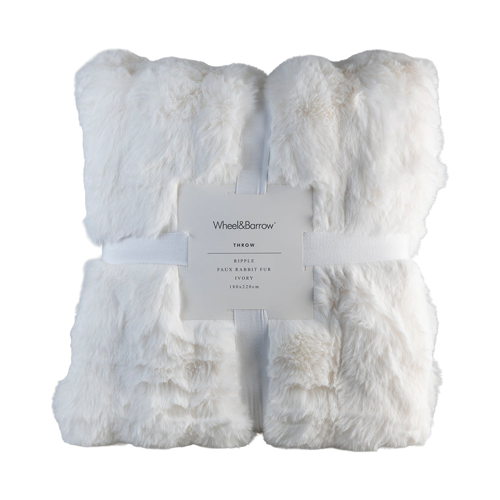 Ivory Ripple 180x220cm Faux Rabbit Fur Throw