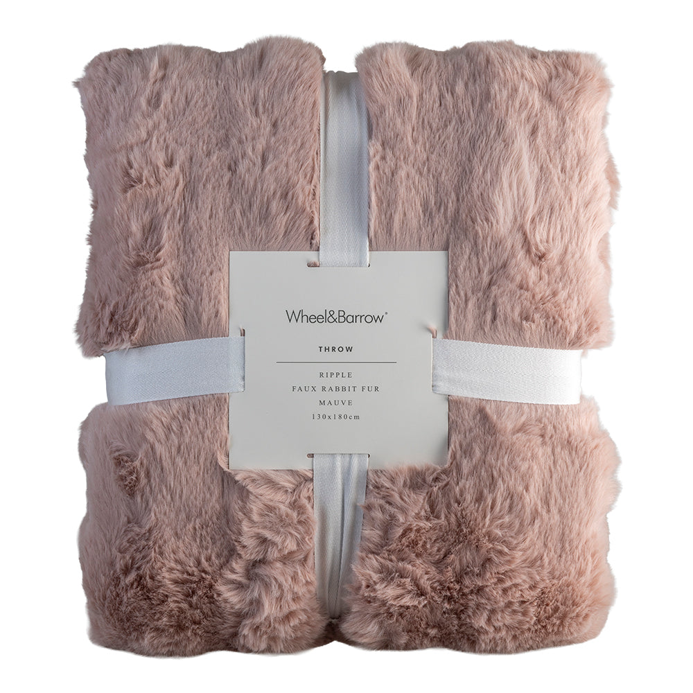 Mauve Ripple 130x180cm Faux Rabbit Fur Throw