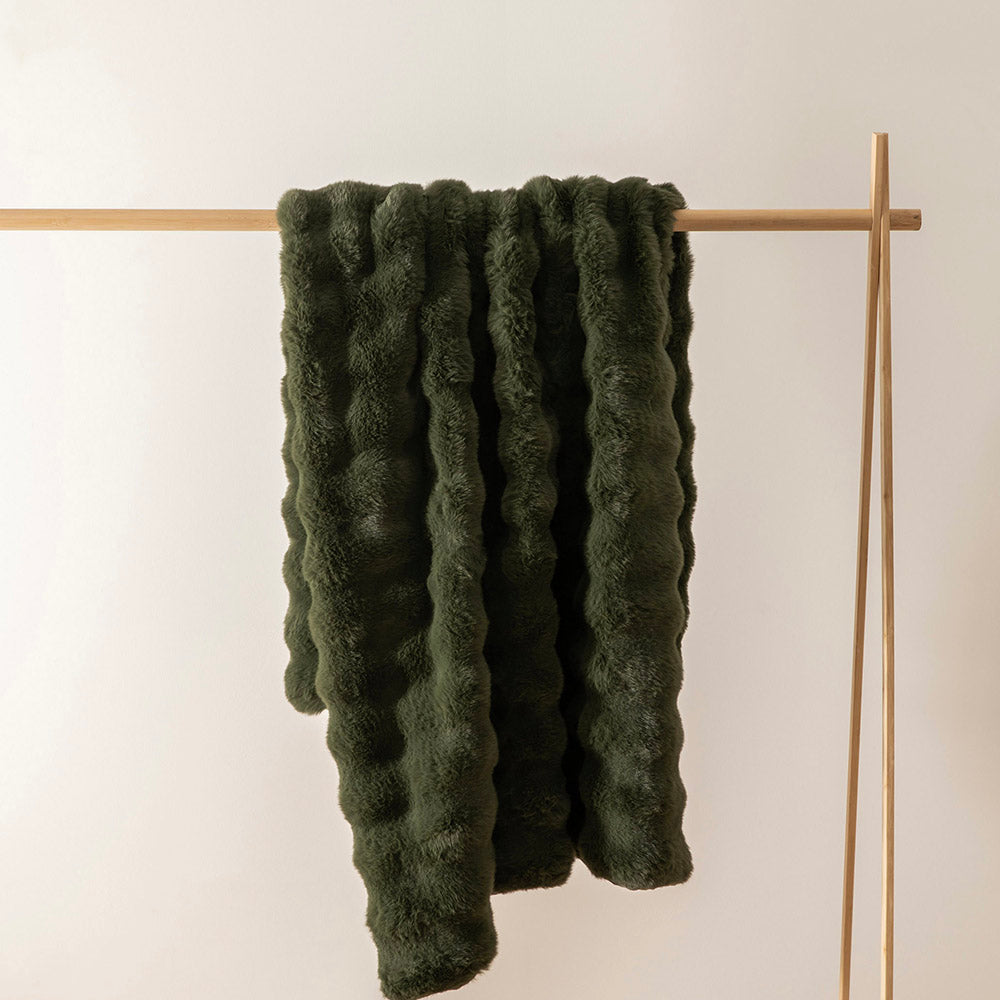Forest Ripple 130x180cm Faux Rabbit Fur Throw
