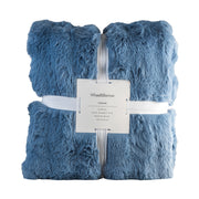Denim Blue Ripple 180x220cm Faux Rabbit Fur Throw