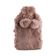 Mauve 37x22cm Hot Water Bottle with Faux Rabbit Fur Cover