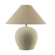 Round Base Lamp with Linen White Shade