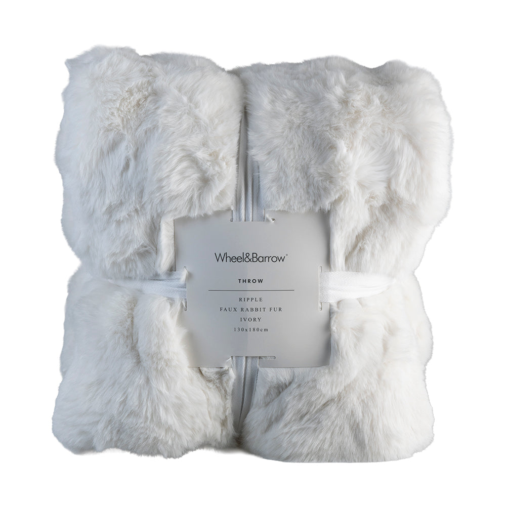 Ivory Ripple 130x180cm Faux Rabbit Fur Throw