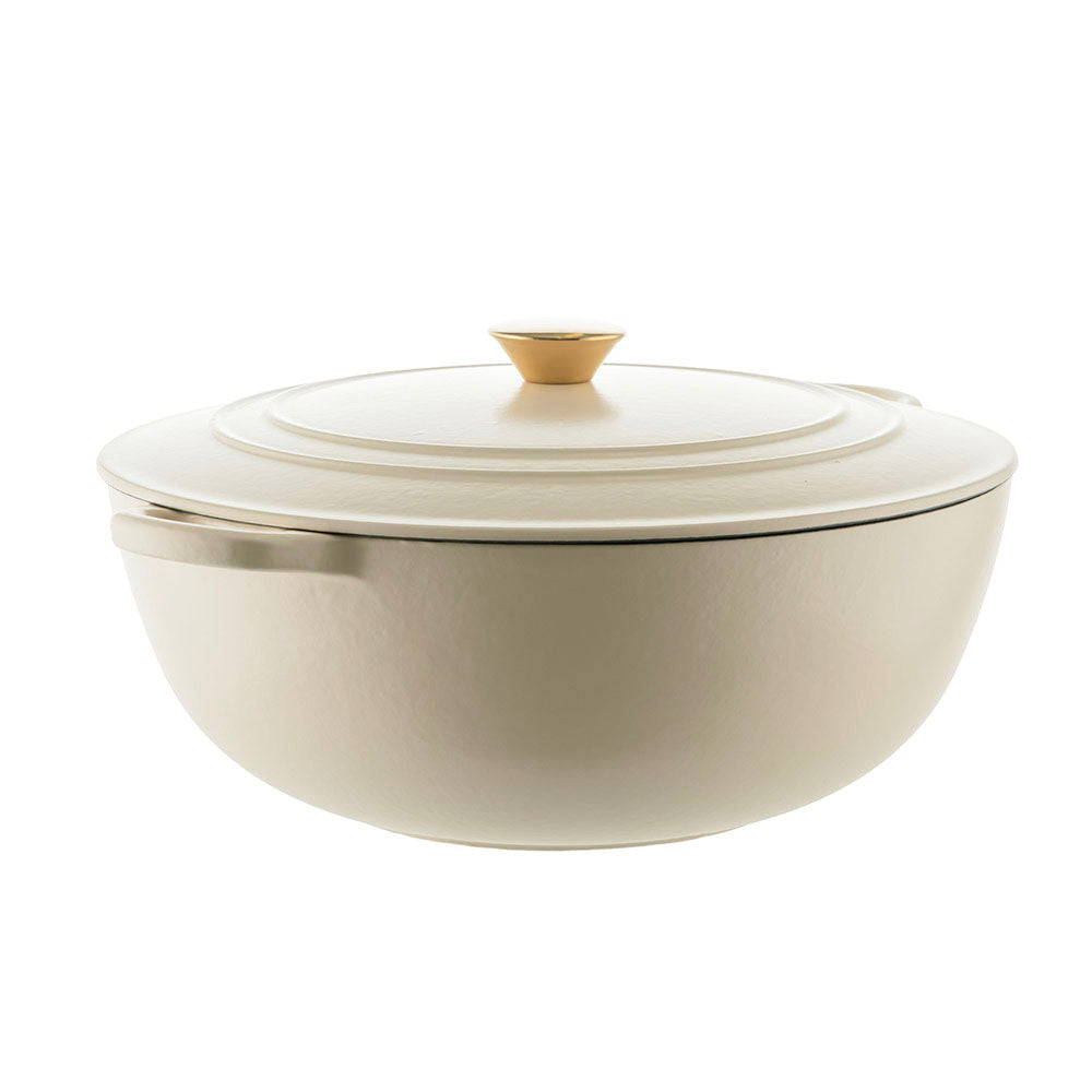 Matte Cream Round 32.5cm 7L Cast Iron Casserole Pot