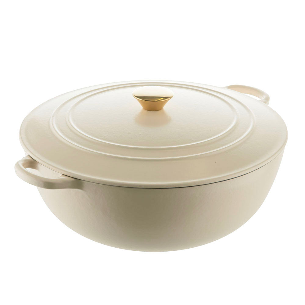 Matte Cream Round 32.5cm 7L Cast Iron Casserole Pot