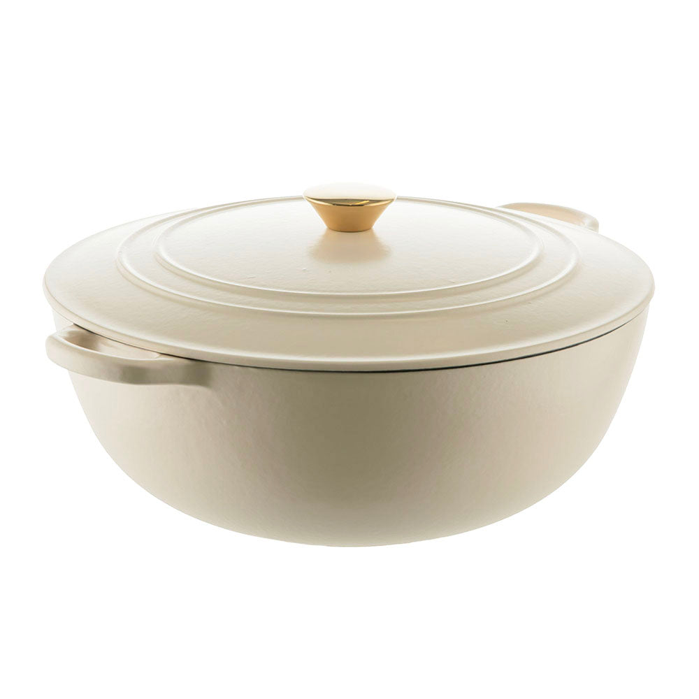 Matte Cream Round 32.5cm 7L Cast Iron Casserole Pot – Wheel&Barrow Home