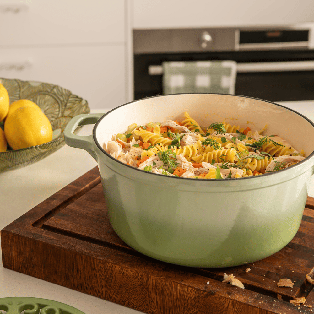 Ombre Pale Green Round 25.5cm 4.6L Cast Iron Casserole Pot