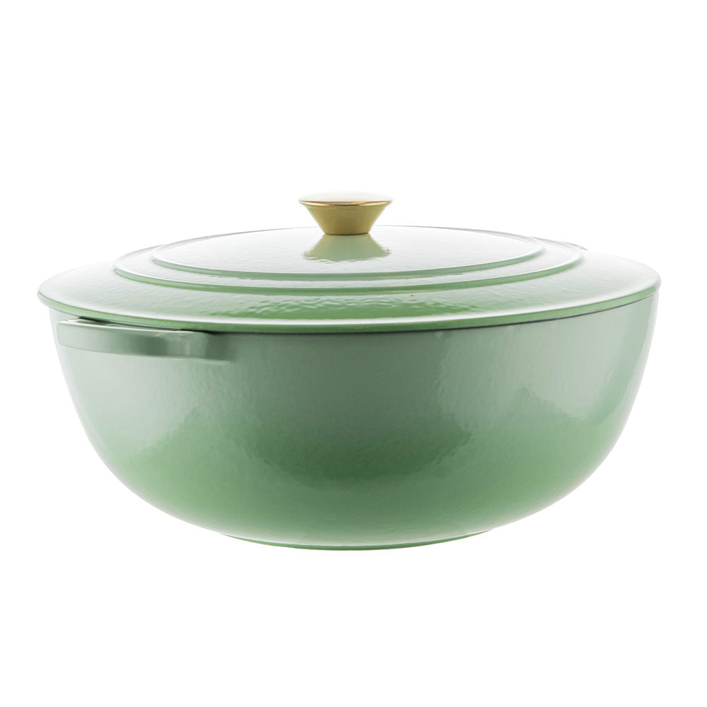 Ombre Pale Green Round 32.5cm 7L Cast Iron Casserole Pot
