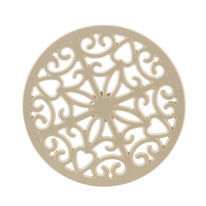 Matte Cream Round 20cm Cast Iron Kitchen Trivet