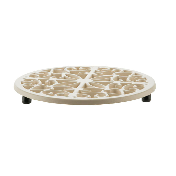 Matte Cream Round 20cm Cast Iron Kitchen Trivet