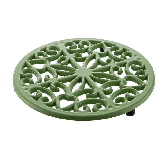 Pale Green Round 20cm Cast Iron Kitchen Trivet
