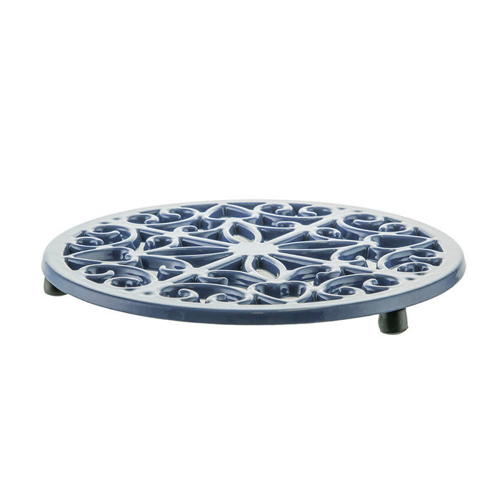 Denim Blue Round 20cm Cast Iron Kitchen Trivet
