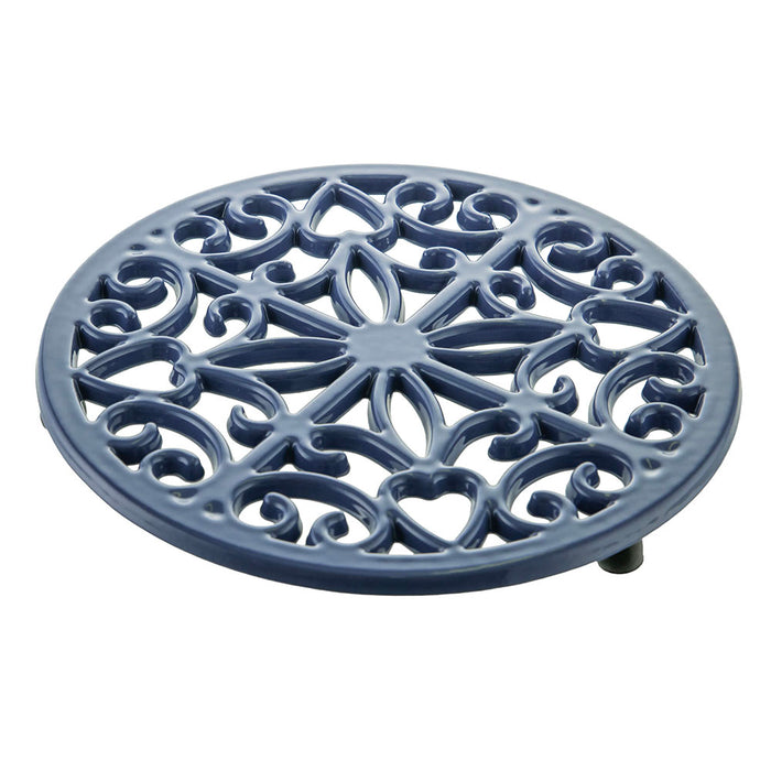 Denim Blue Round 20cm Cast Iron Kitchen Trivet