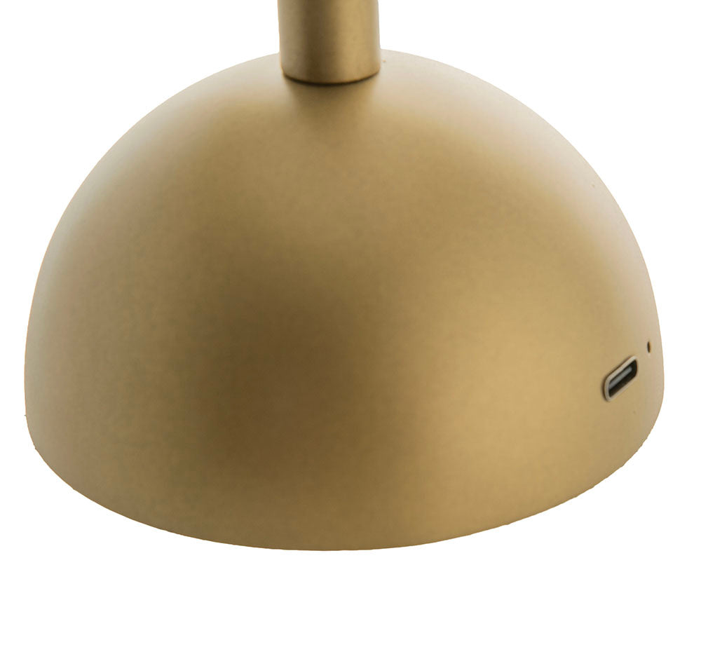 Apex Gold Base with Linen Shed 25x15cm Rechargeable Portable Lamp
