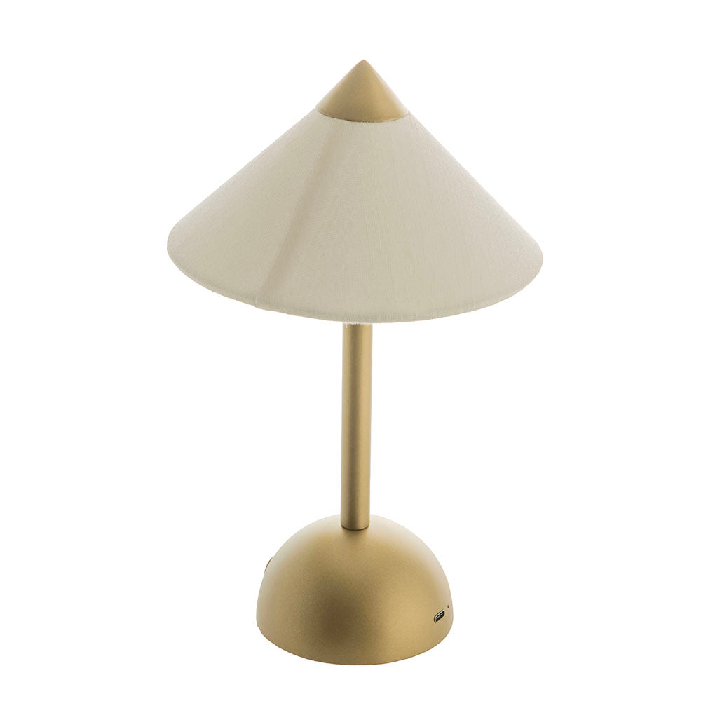 Apex Gold Base with Linen Shed 25x15cm Rechargeable Portable Lamp