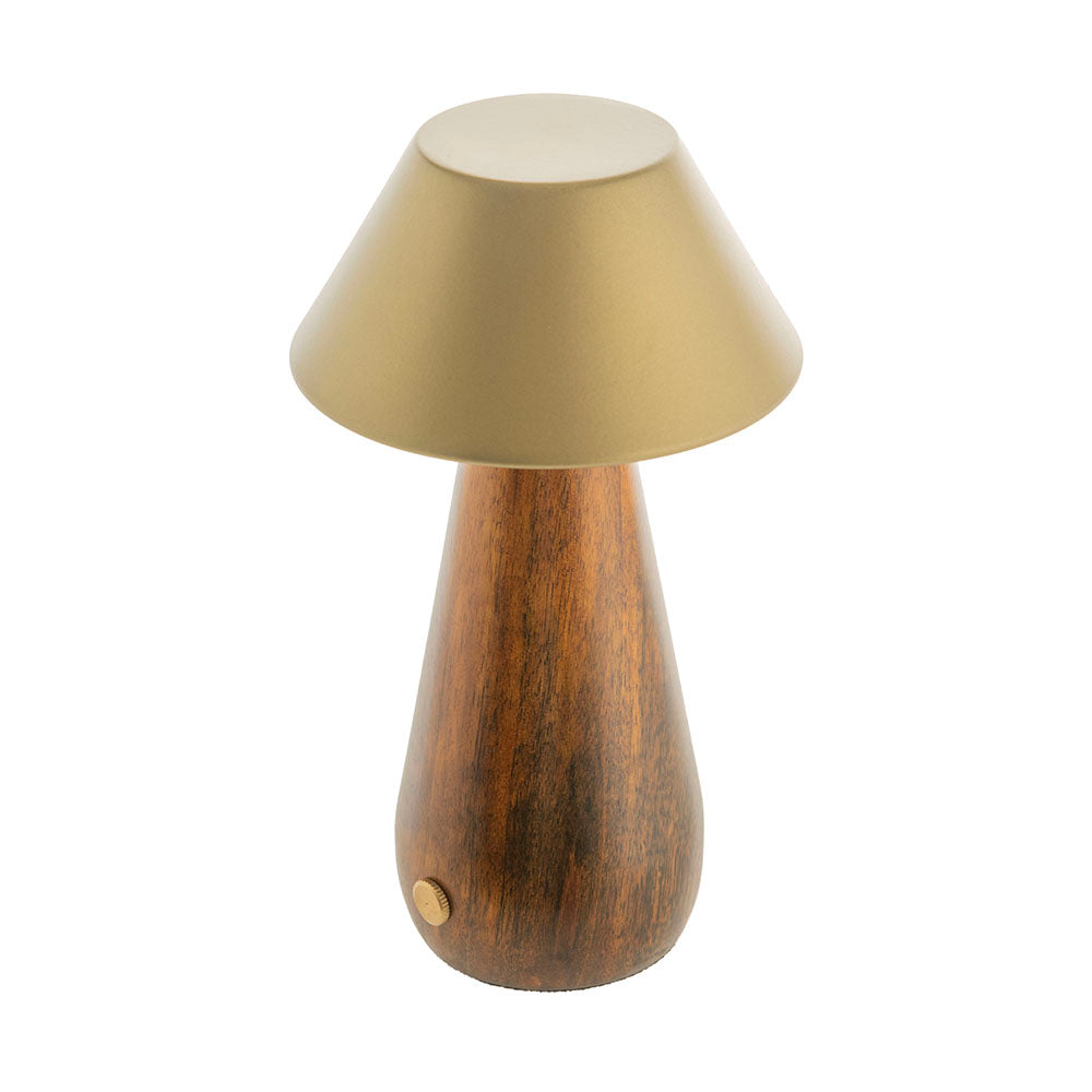 Morgan Mango Wood Base with Gold Shed 11x19cm Rechargeable Portable Lamp