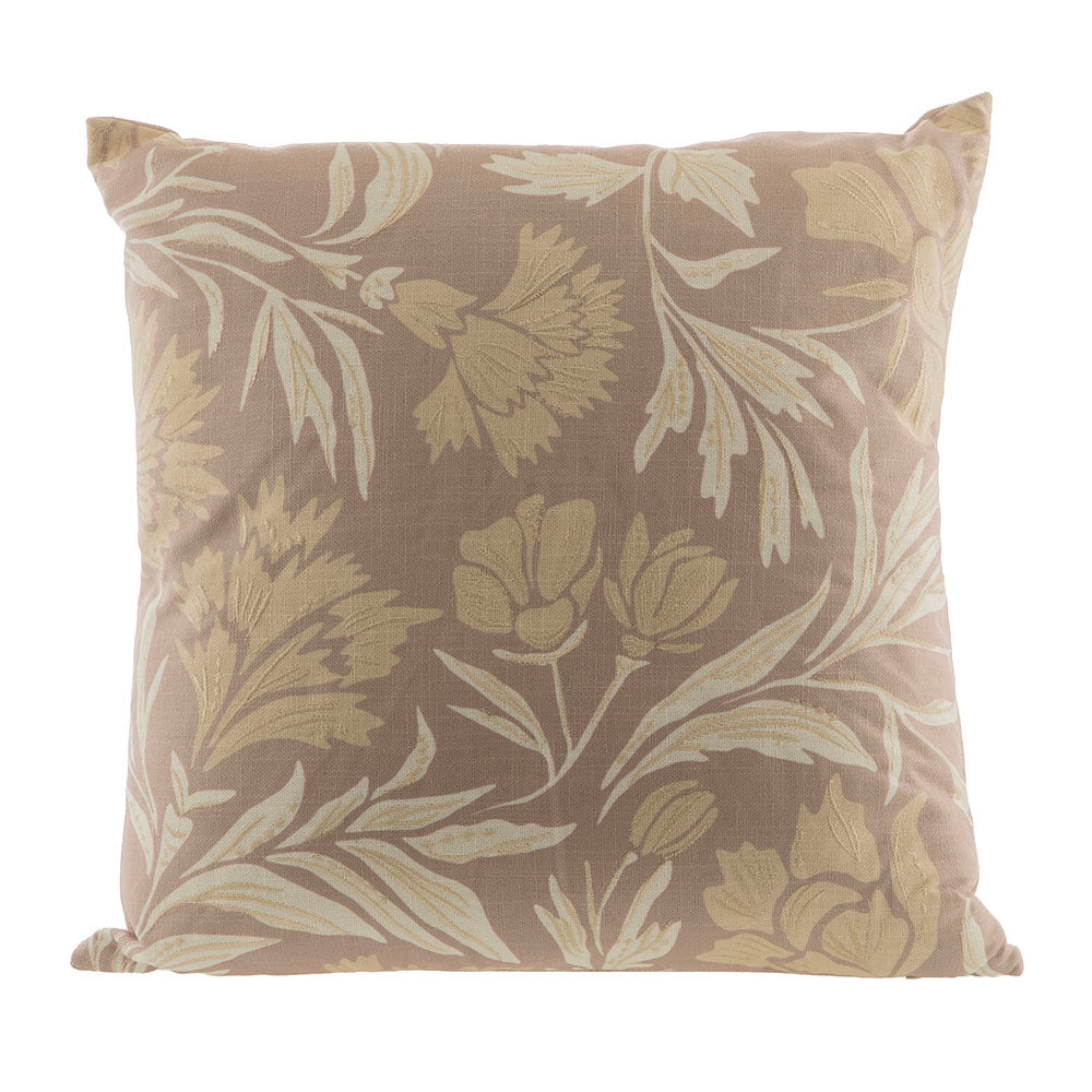 Nude Cream & Mauve Floral Print Square 50cm Cushion