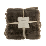 Mocha Brown Striped 180x220cm Faux Rabbit Fur Throw