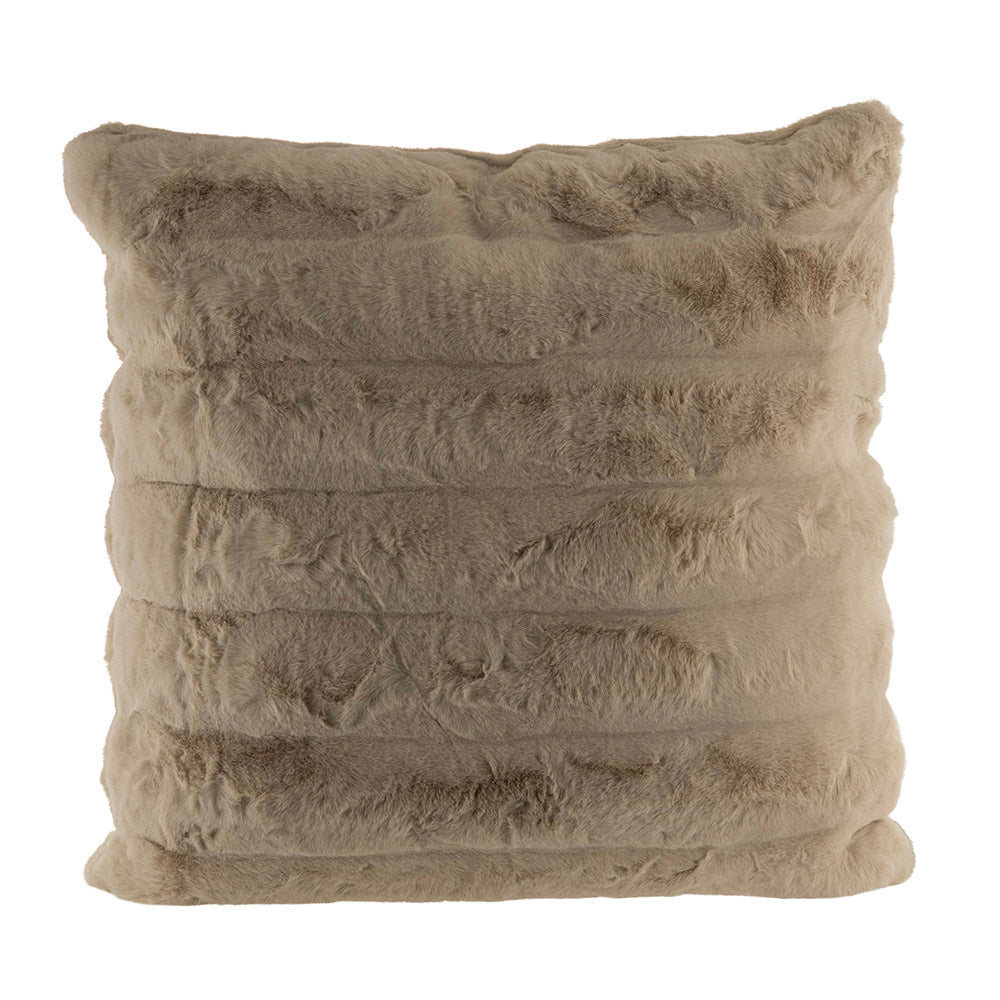 Oatmeal Striped Square 60x60cm Faux Rabbit Fur Cushion