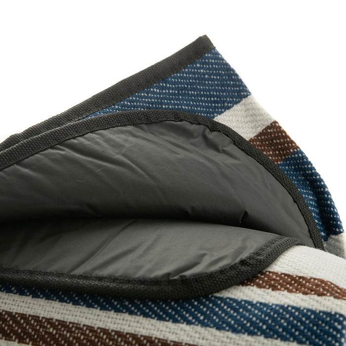 Blue & Brown Stripes 150x200cm Picnic Mat with Straps