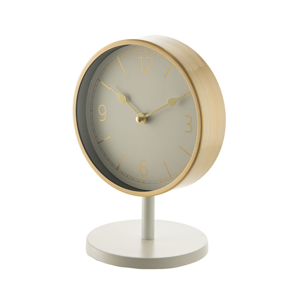 White & Brushed Gold Table Clock