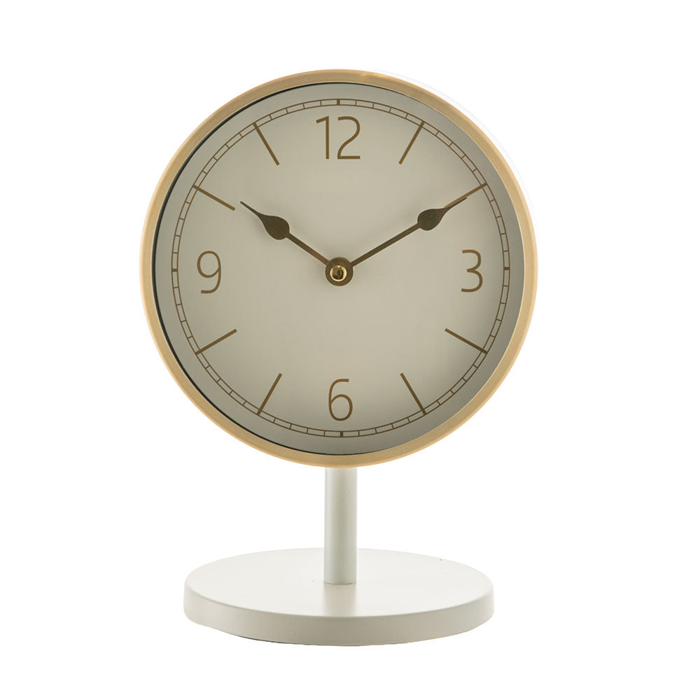White & Brushed Gold Table Clock