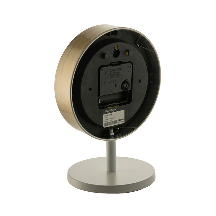 White & Brushed Gold Table Clock