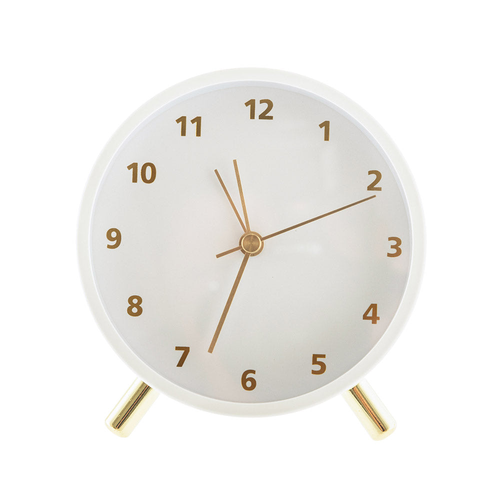 White & Gold Table Alarm Clock