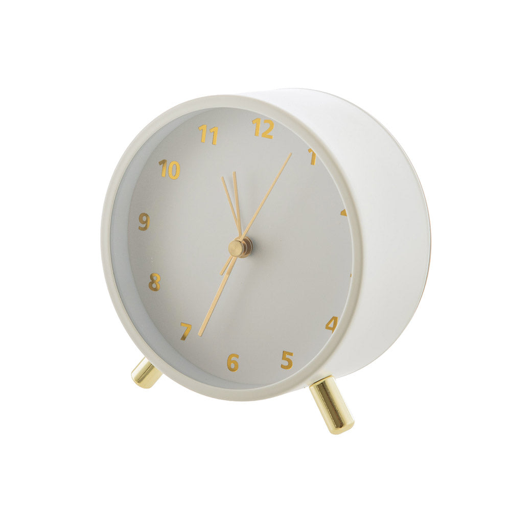 White & Gold Table Alarm Clock