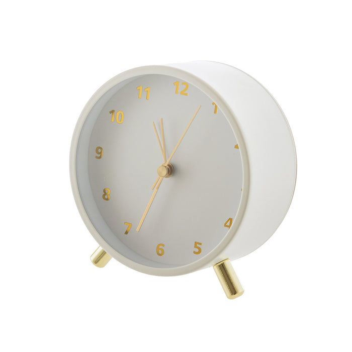 White & Gold Table Alarm Clock
