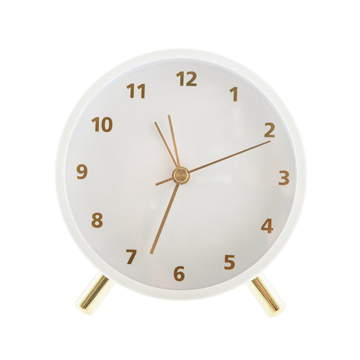 White & Gold Table Alarm Clock
