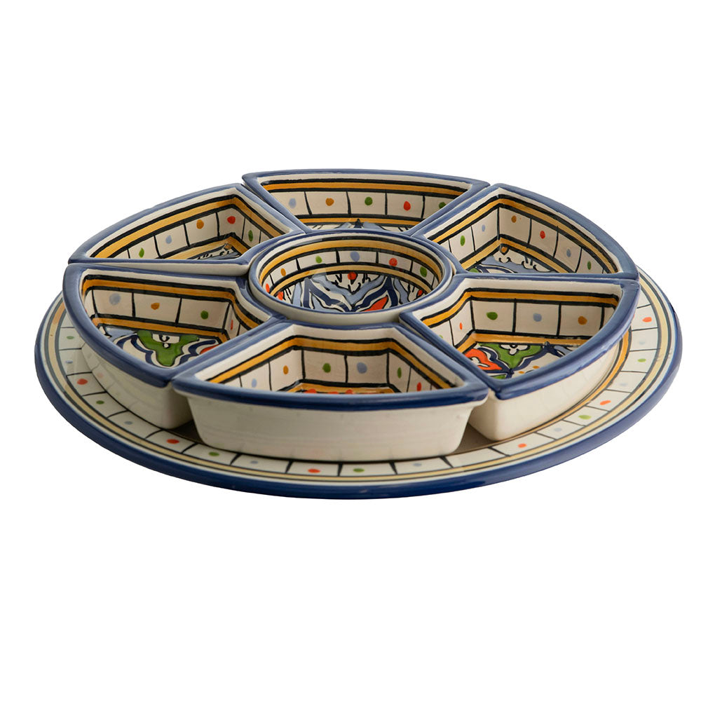 Blue & Multicolour Round 31.5cm Serving Set
