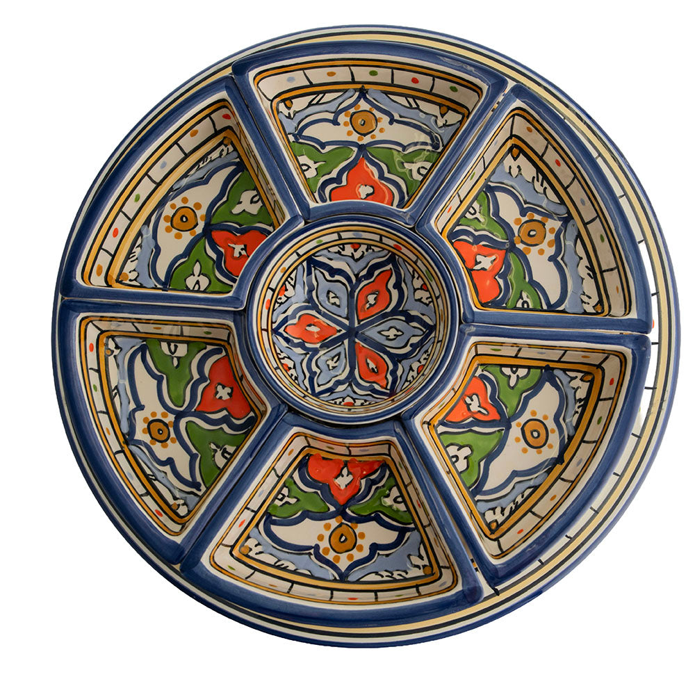 Blue & Multicolour Round 31.5cm Serving Set