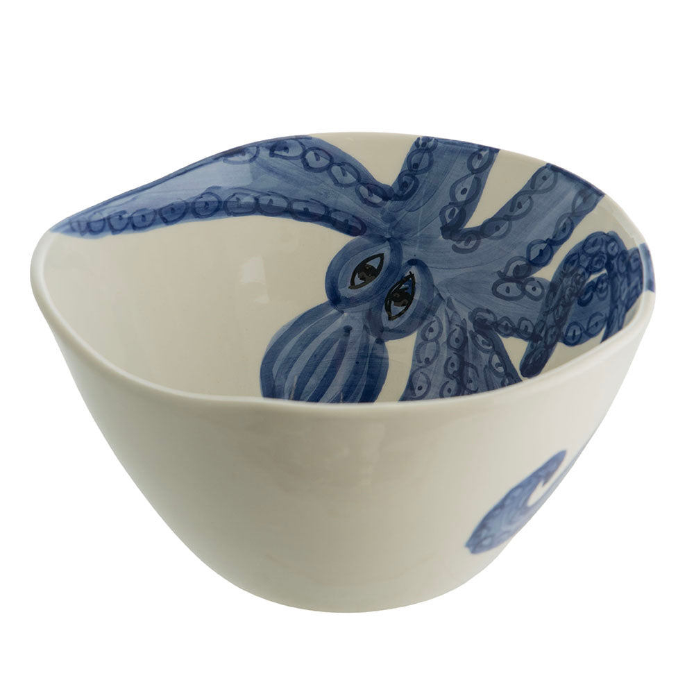 Blue Octopus 25cm Round Salad Bowl