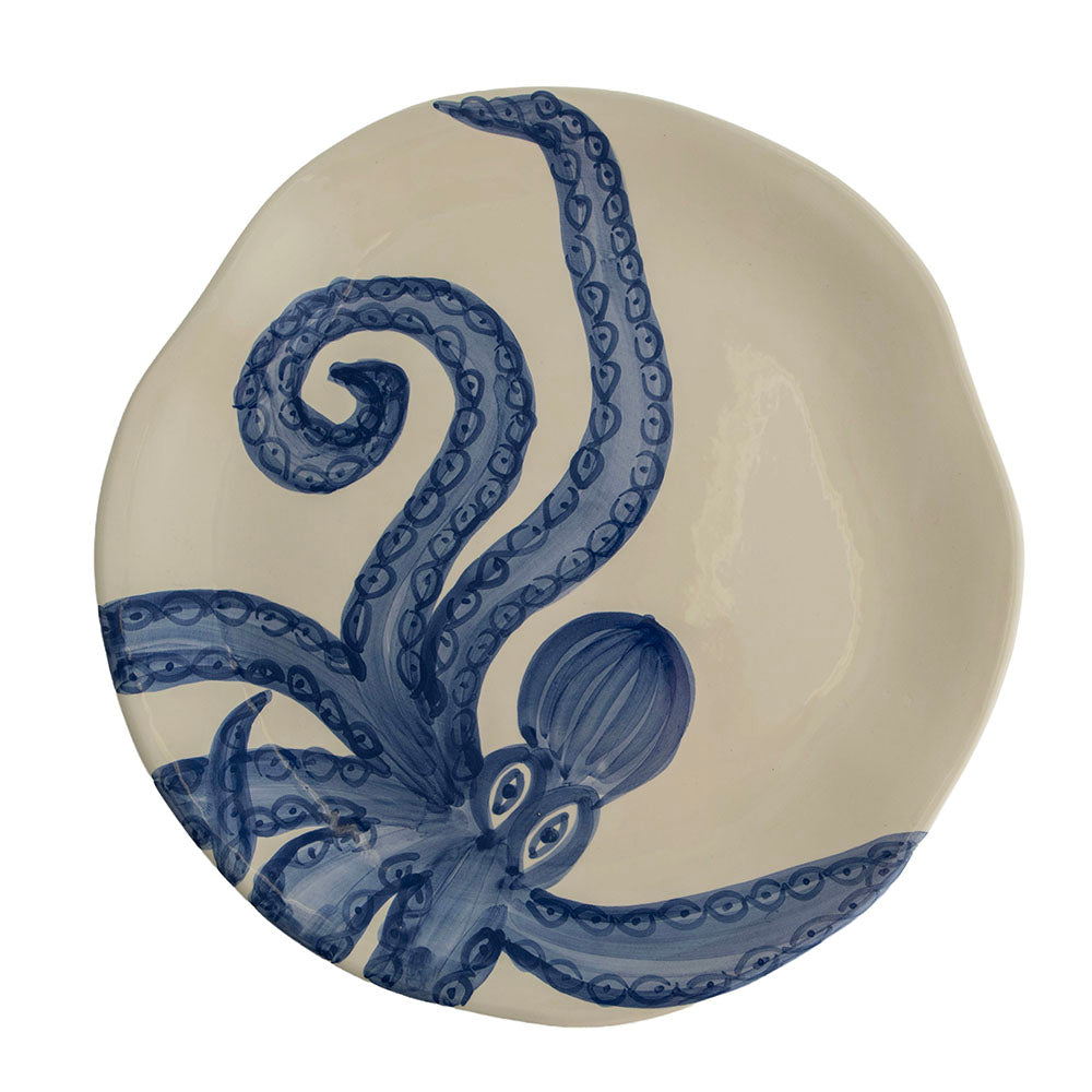 Blue Octopus 30cm Round Platter
