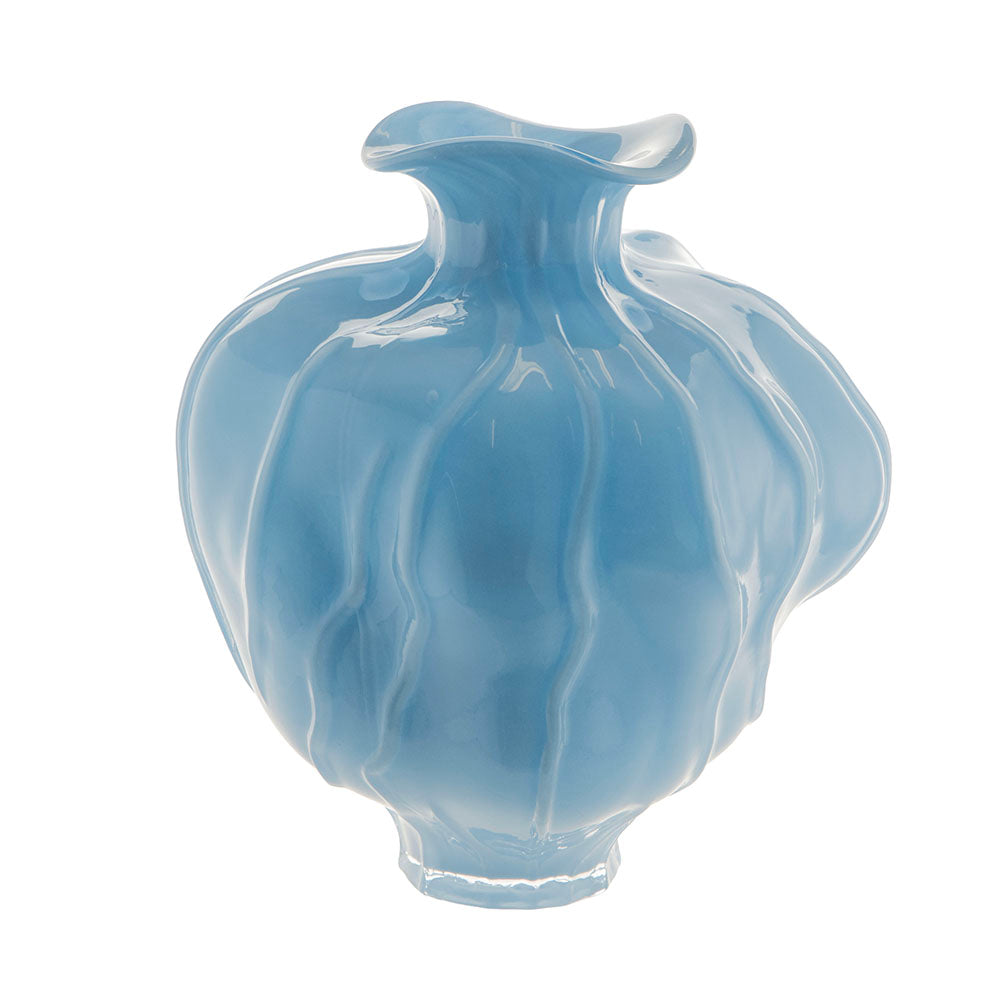 Tulip Blue 31cm Glass Vase